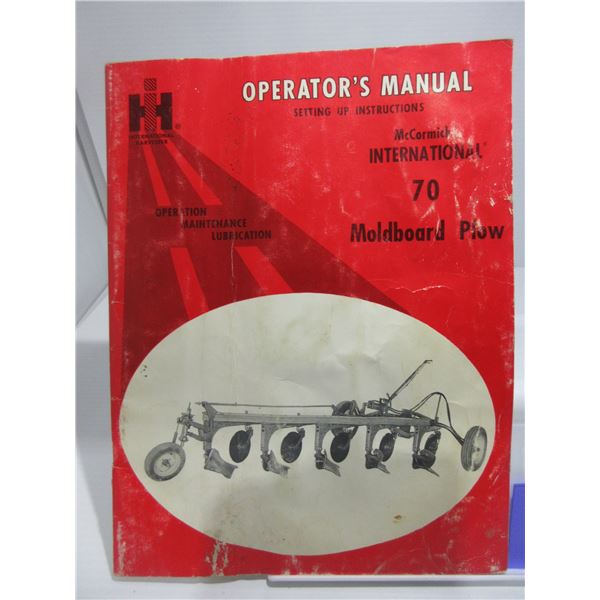 COLLECTIBLE:  MCCORMIC INTERNATIONAL 70 MOLDBOARD PLOW OPERATORS MANUAL