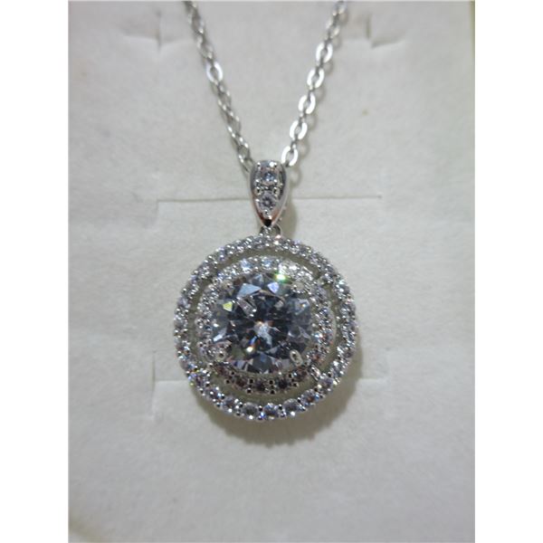 NEW:  925 STERLING SILVE RMOISSANITE SOLITAIRE 18" NECKLACE