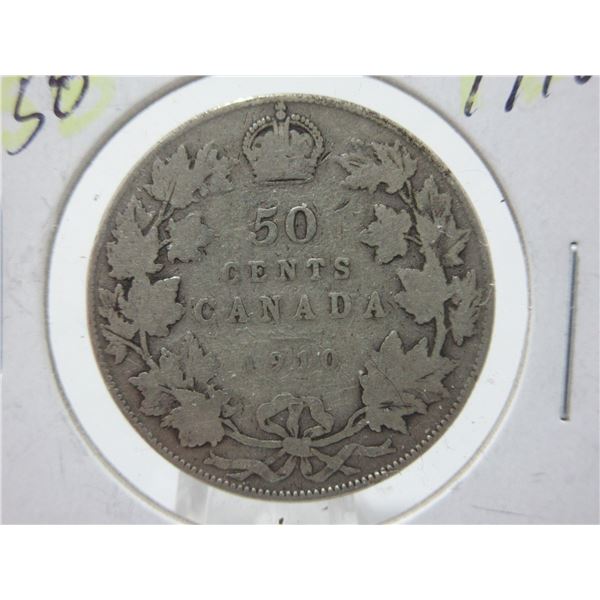 1910 CANADA KING EDWARD VII SILVER HALF DOLLAR