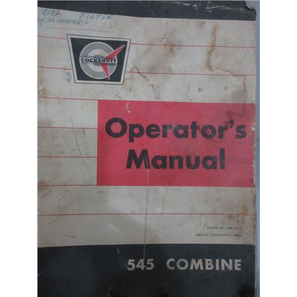 COLLECTIBLE:  COCKSHUTT 545 COMBINE OPERATOR'S MANUAL