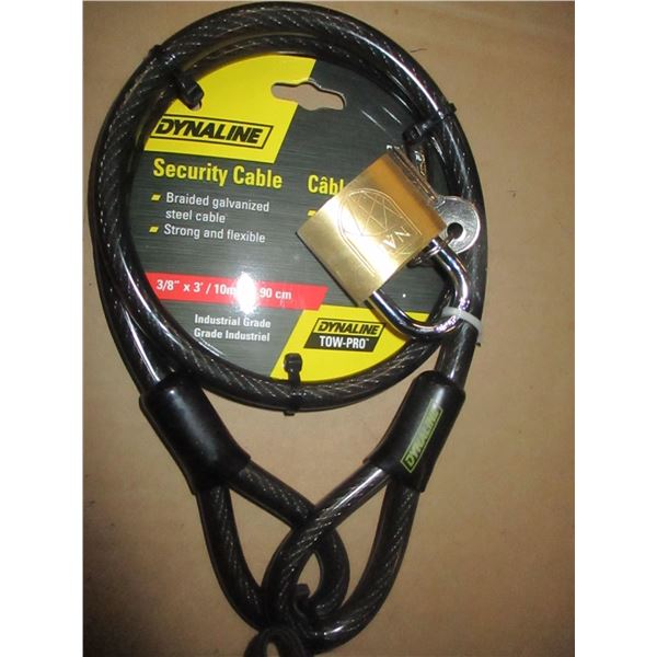 NEW:  3/8" X 3' SECURITY CABLE C/W LOCK & KEYS