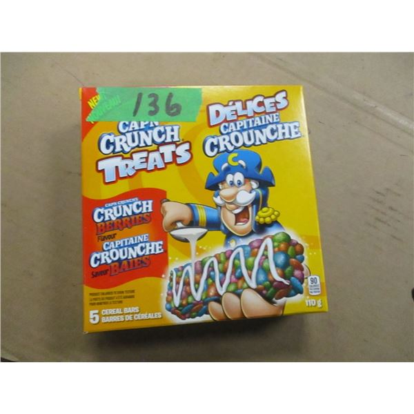 SHELF PULLS (AS IS):  CAPTAIN CRUNCH TREATS (5 BARS) - BOX