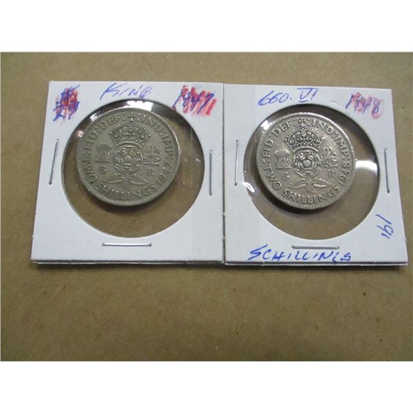 1947 - 1948 SILVER 2 SCHILLING KING GEORGE VI COINS