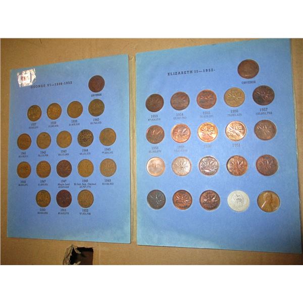ALBUM OF CANADIAN PENNIES FROM 1937 (OVER 35 DIFFERENT DATES)
