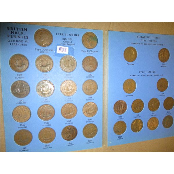 BRITISH HALF PENNY COLLECTION WITH 30 COINS