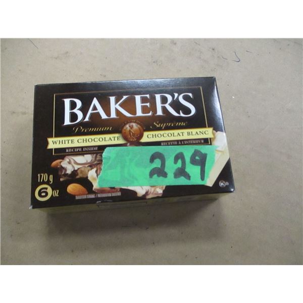 SHELF PULLS (AS IS):  BAKERS WHITE CHOCOLATE (170G) - BOX