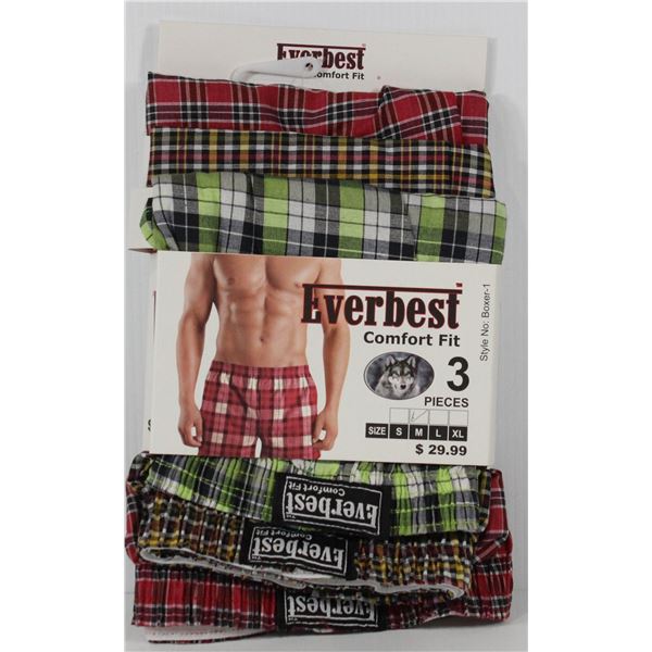 3PC EVERBEST COMFORT FIT MEN'S BOXER SET SIZE M