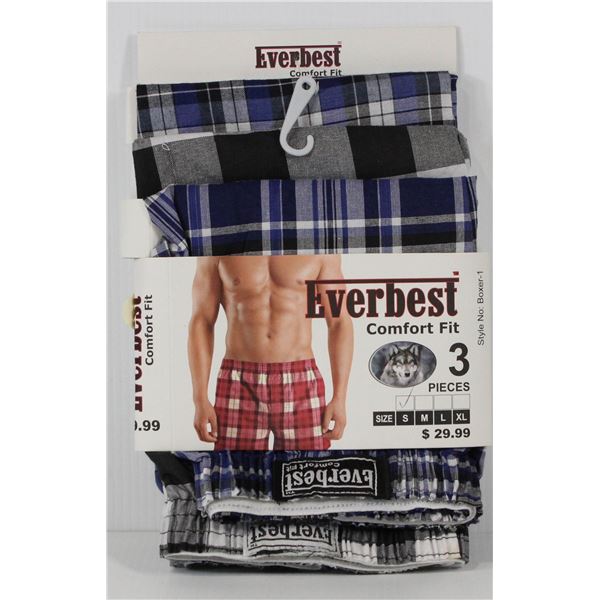 3PC EVERBEST COMFORT FIT MEN'S BOXER SET SIZE S