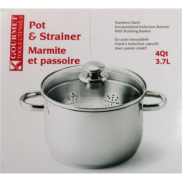 GOURMET TOOLS POT AND STRAINER - 3.7L