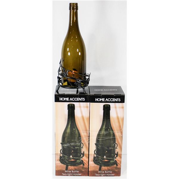 2 WINE BOTTLE TEA-LIGHT HOLDERS