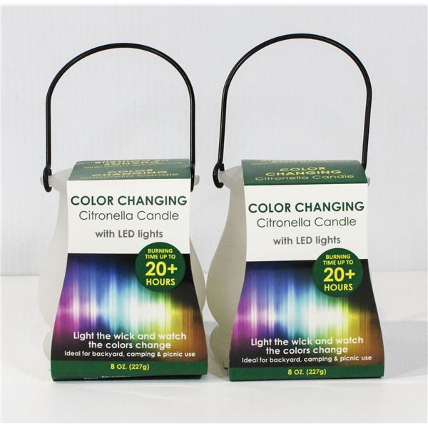 2 COLOR CHANGING CITRONELLA CANDLE W/LED LIGHTS