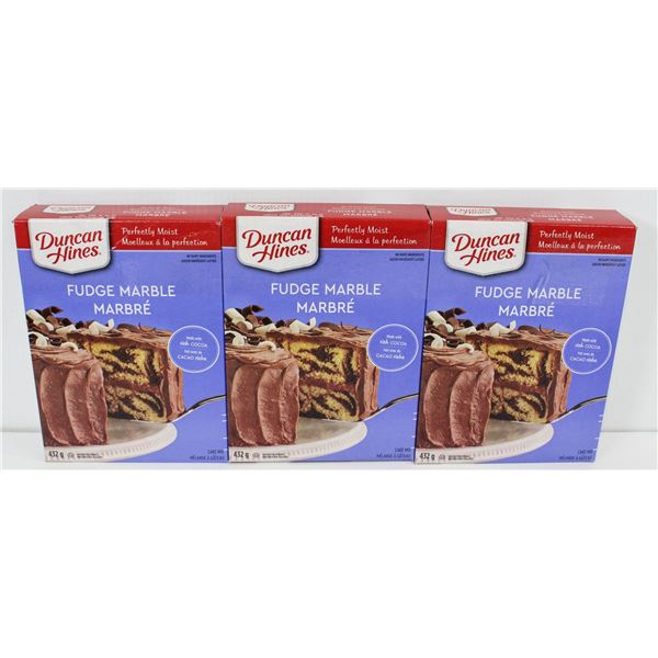 3 DUNCAN HINES FUDGE MARBLE CAKE MIXES - 432 G EA