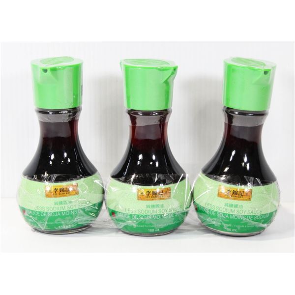 3 LESS SODIUM SOY SAUCE 150ML EACH