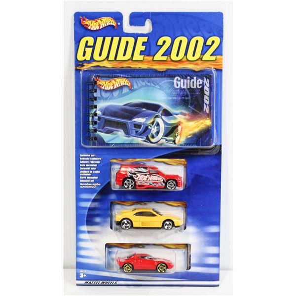 HOT WHEELS 2002 COLLECTION 3 PACK WITH COLLECTOR BOOK - RED HOTWHEELS