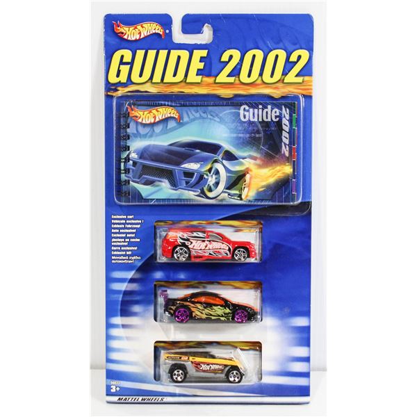 HOT WHEELS 2002 COLLECTION 3 PACK WITH COLLECTOR BOOK - PURPLE WHEELS