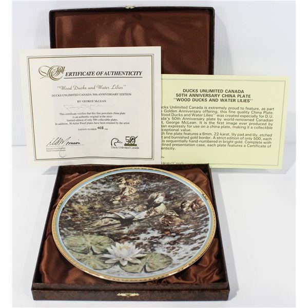 DUCKS UNLIMITED 50 YR PLATE W/ COA