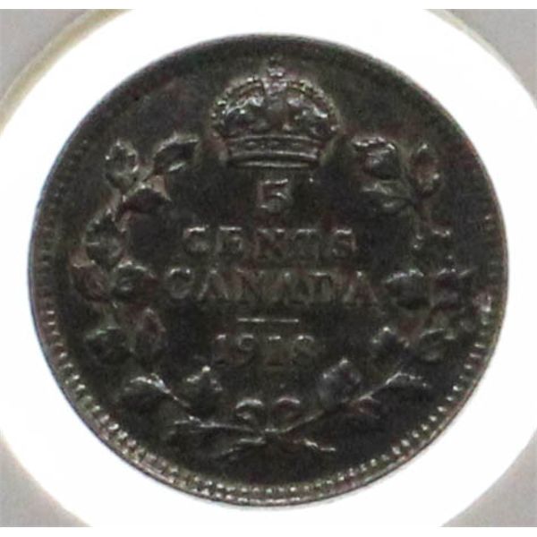 1918 CANADA KING GEORGE V SILVER 5 CENT COIN