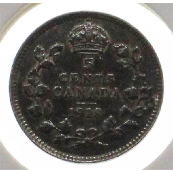 1918 CANADA KING GEORGE V SILVER 5 CENT COIN