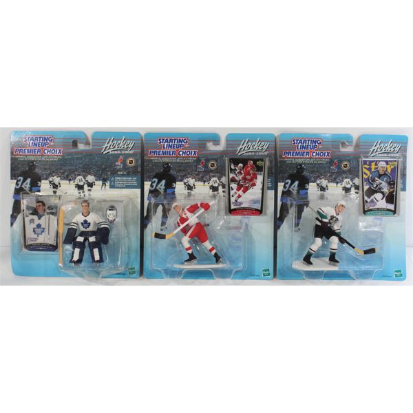 3 NHL STARTING LINEUP FIGURES W/ TRADING CARD