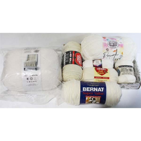 ASST. YARN SKEINS SHADES OF WHITE 