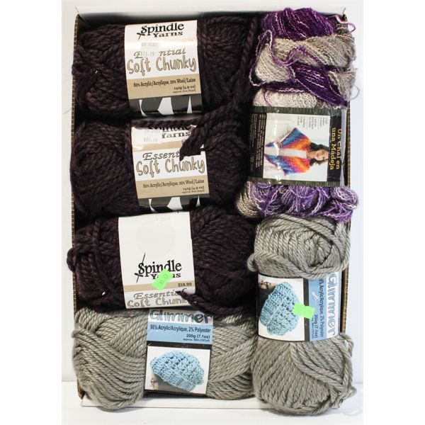 ASST. YARN SKEINS SPINDLE SOFT CHUNKY GLIMMER ETC.