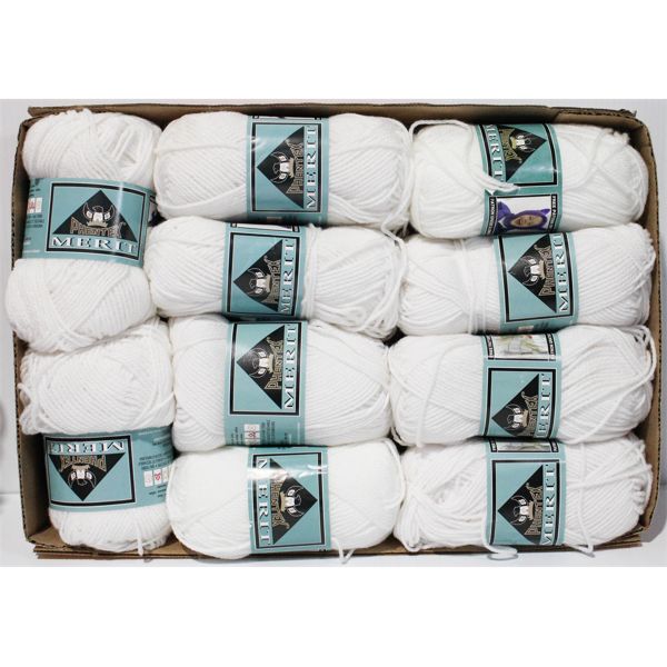 10 SKEINS WHITE PHENTEX MERIT YARN