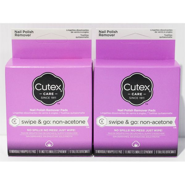 2 CUTEX SWIPE & GO NON-ACETONE NAIL POLISH REMOVER PADS