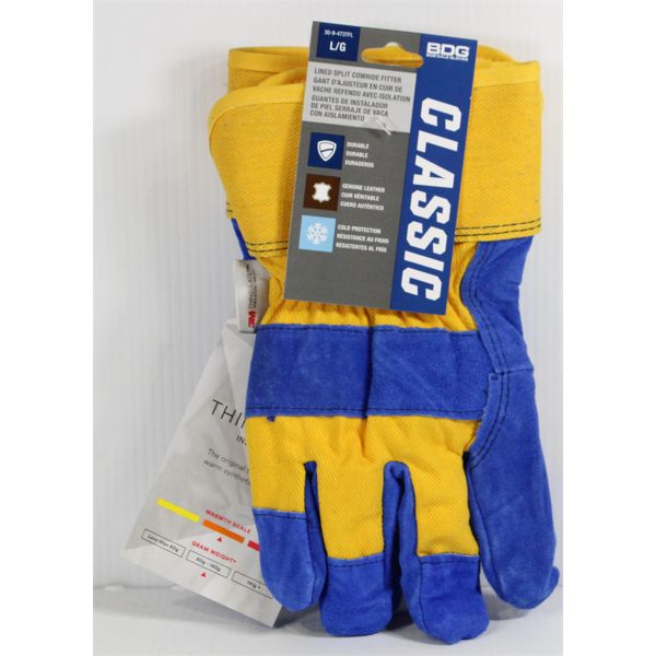 BDG CLASSIC LINED SPLIT COWHIDE GLOVES - L