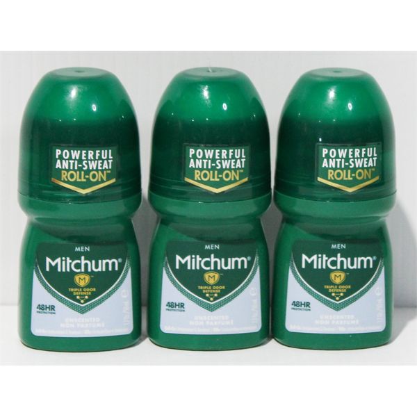 3 MITCHUM MEN 48HR ROLL ON ANTIPERSPIRANT UNSCENTED 