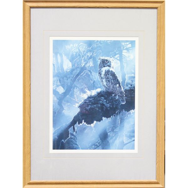 GREAT HORNED OWL FRAMED ART PRINT