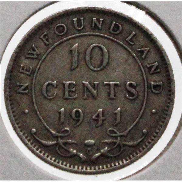 NEWFOUNDLAND 1941 SILVER 10 CENT COIN