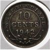 Image 1 : NEWFOUNDLAND 1942 SILVER 10 CENT COIN