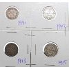 Image 1 : 4 SILVER NEWFOUNDLAND 10 CENT COINS