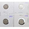 Image 1 : 4 SILVER NEWFOUNDLAND 10 CENT COINS