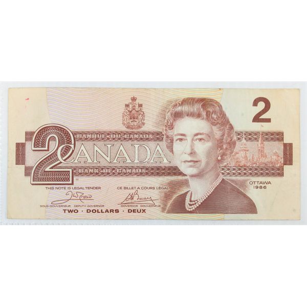 1986 CANADA TWO DOLLAR BANK NOTE