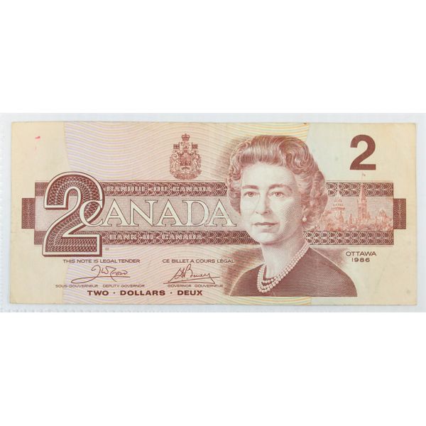 1986 CANADA TWO DOLLAR BANK NOTE