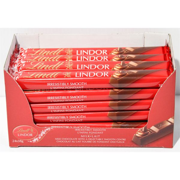 24 X 38G LINDT LINDOR MILK CHOCOLATE BARS