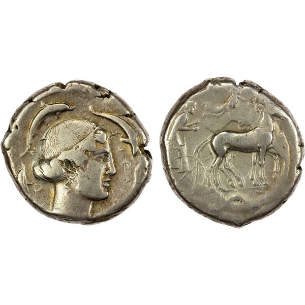 SICILY: Syracuse, Second Democracy, 466-405 BC, AR tetradrachm (16.96g), ca. 450 BC, F-VF