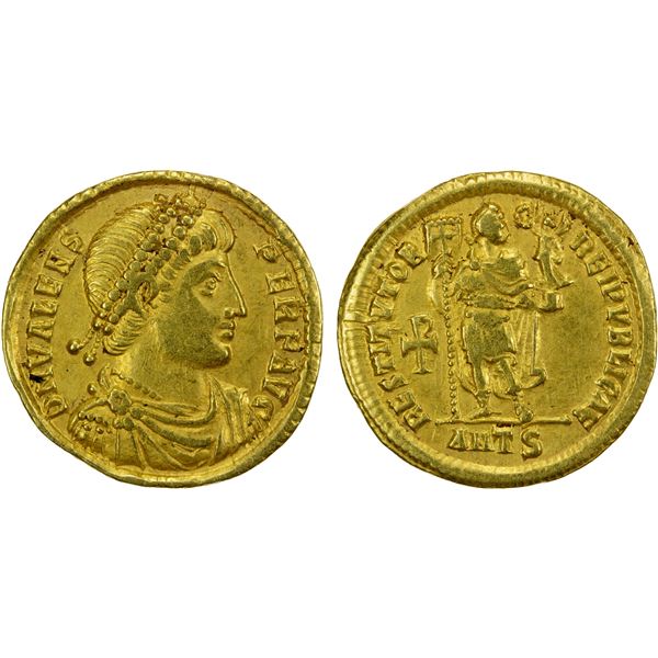 ROMAN EMPIRE: Valens, 364-378 AD, AV solidus (4.35g), Antioch (364 AD), VF