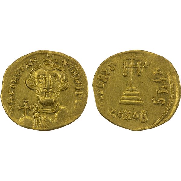 BYZANTINE EMPIRE: Constans II, 641-668, AV solidus (4.25g), Constantinople, EF