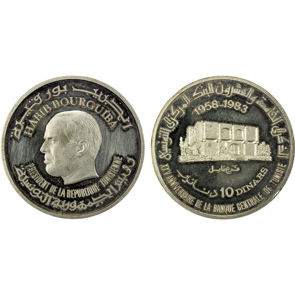 TUNISIA: Republic, AR 10 dinars, 1983, Proof