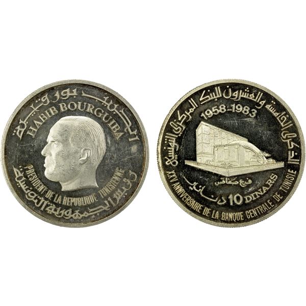 TUNISIA: Republic, AR 10 dinars, 1983, Proof