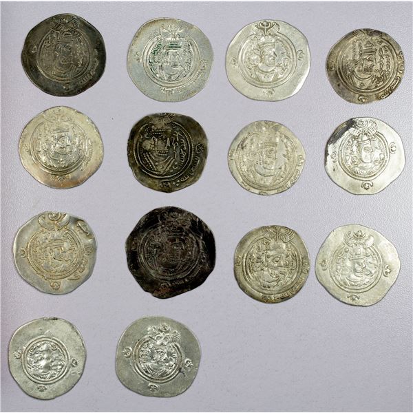 ARABSASANIAN & SASANIAN LOT of 14 silver drachms Stephen Album Rare
