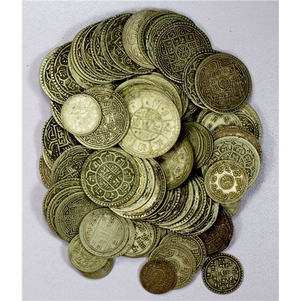 NEPAL: LOT of 89 silver coins