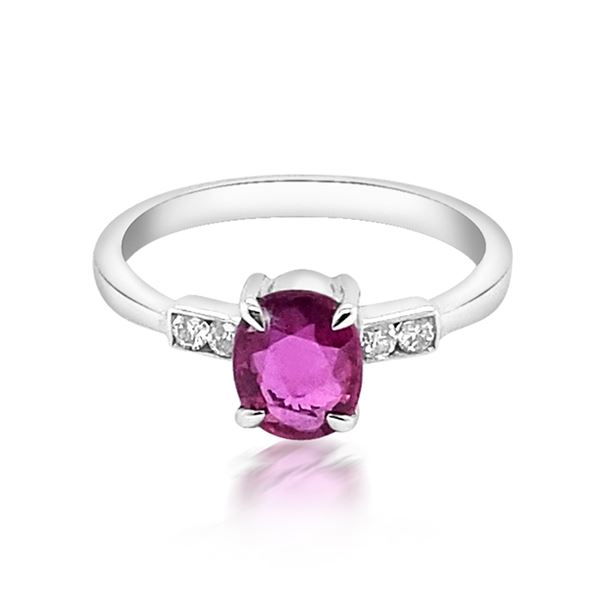 1.26ct Natural Ceylon Pink Sapphire 14K White Gold Ring