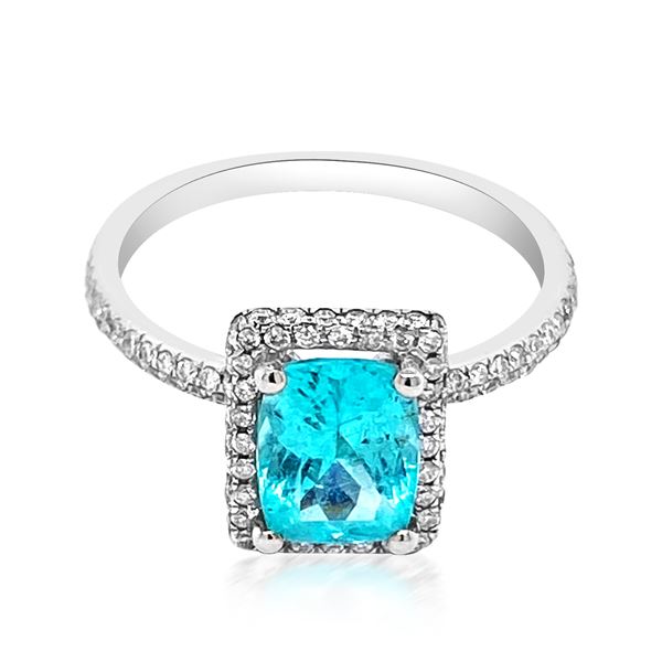 1.42ct Natural PARAIBA TOURMALINE 14K White Gold 2.2gm Ring