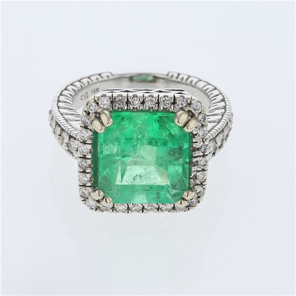 8.5ct Natural Colombian Emerald 14K White Gold Ring