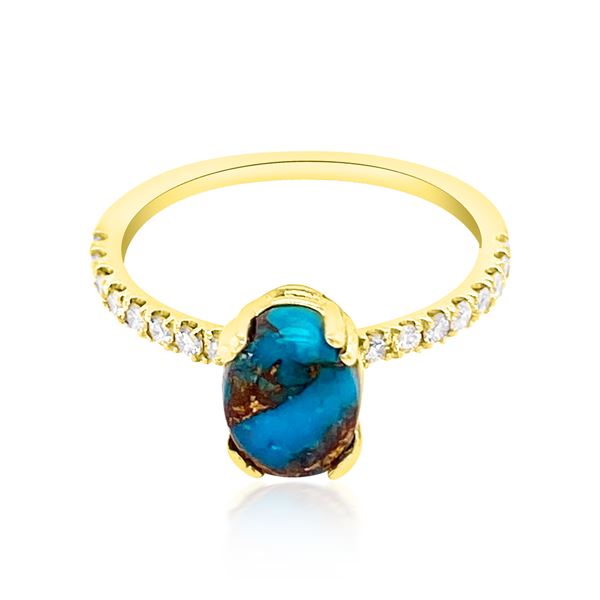 1.16ct Natural Turquoise 14K Yellow Gold 1.8gm Ring