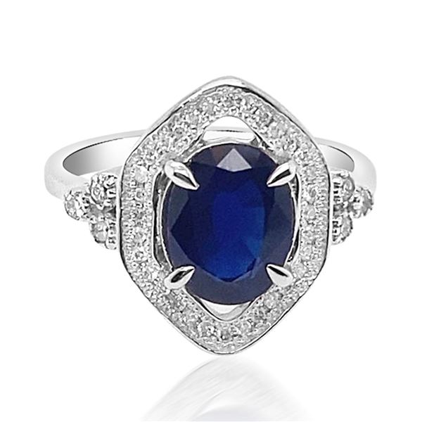 2.56ct Natural Ceylon Blue Sapphire 14K White Gold Ring