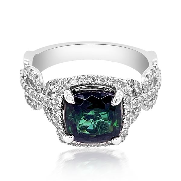 2.61ct Natural GREEN TOURMALINE 14K White Gold 4.48gm Ring